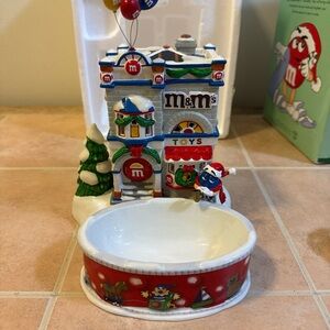 M&M'S Holiday Toy Shop Candy Bowl with Red, Green, Blue Accents